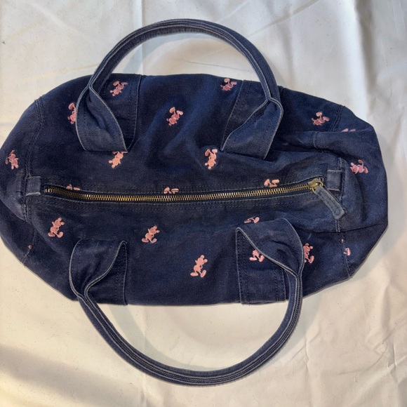 Mickey Mouse Small Duffle Bag Pink Embroidery Disney Themed - Picture 2 of 5